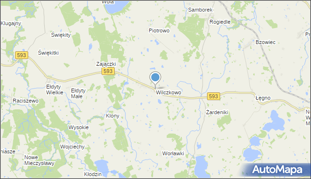 mapa Wilczkowo, Wilczkowo gmina Lubomino na mapie Targeo