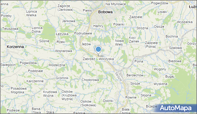 mapa Wilczyska, Wilczyska gmina Bobowa na mapie Targeo