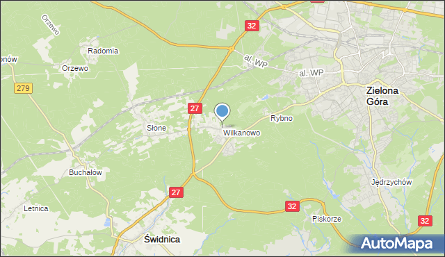 mapa Wilkanowo, Wilkanowo gmina Świdnica na mapie Targeo