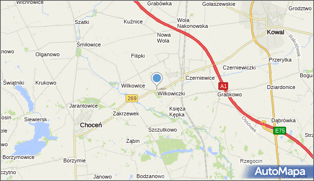 mapa Wilkowiczki, Wilkowiczki gmina Choceń na mapie Targeo