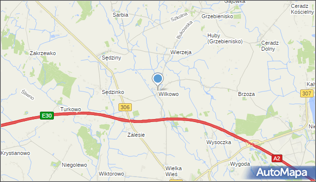mapa Wilkowo, Wilkowo gmina Duszniki na mapie Targeo
