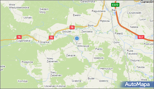 mapa Wilkowyja, Wilkowyja gmina Garwolin na mapie Targeo