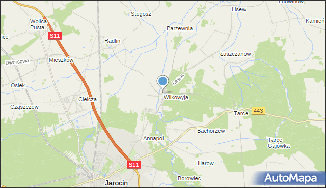 mapa Wilkowyja, Wilkowyja gmina Jarocin na mapie Targeo