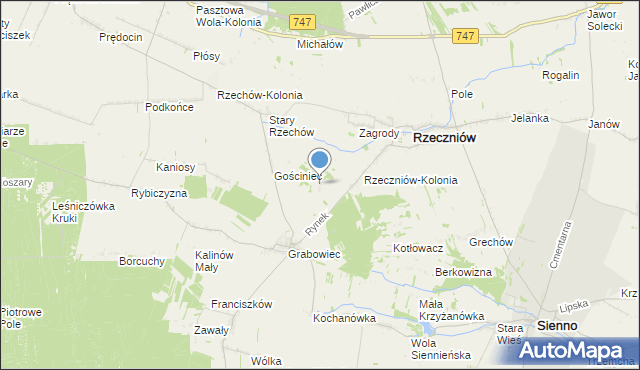 mapa Wincentów, Wincentów gmina Rzeczniów na mapie Targeo