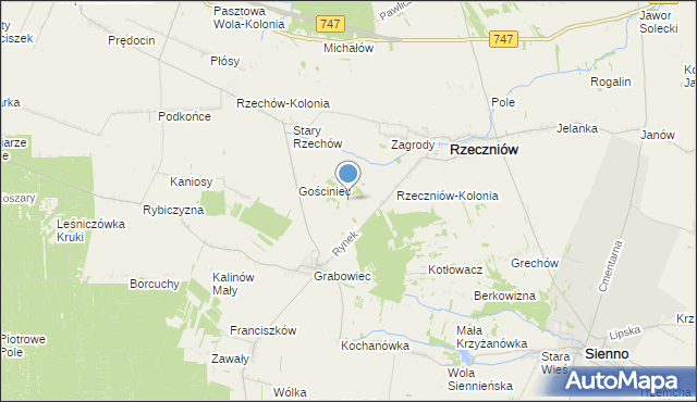 mapa Wincentów, Wincentów gmina Rzeczniów na mapie Targeo