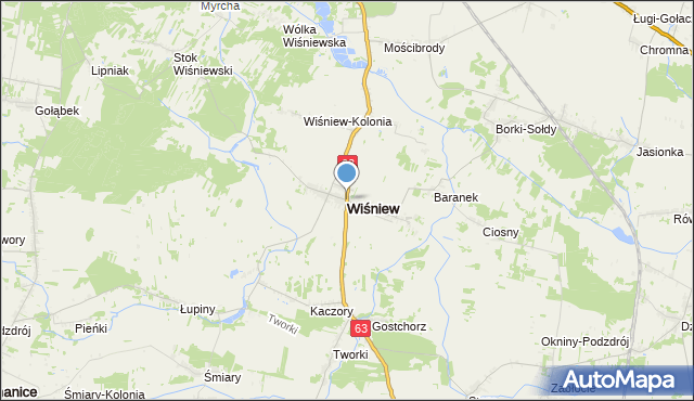 mapa Wiśniew, Wiśniew powiat siedlecki na mapie Targeo