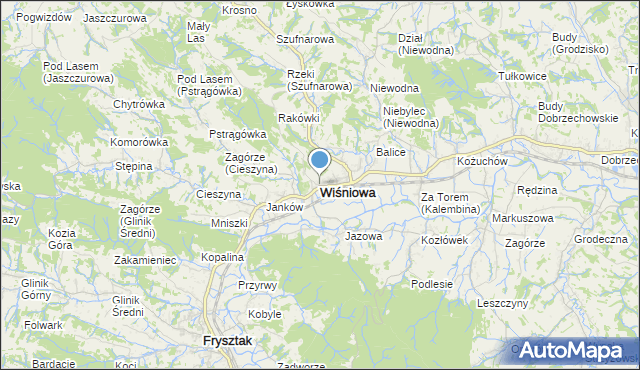 mapa Wiśniowa, Wiśniowa powiat strzyżowski na mapie Targeo