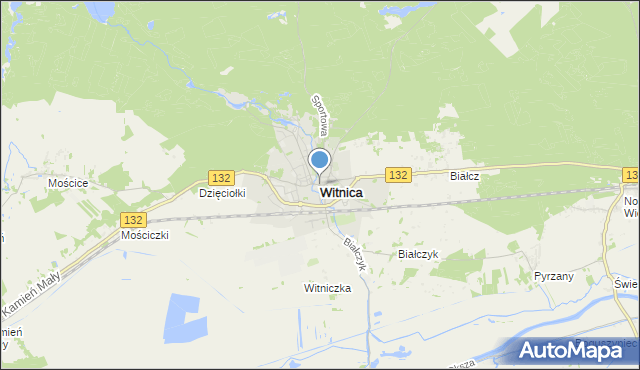 mapa Witnica, Witnica powiat gorzowski na mapie Targeo