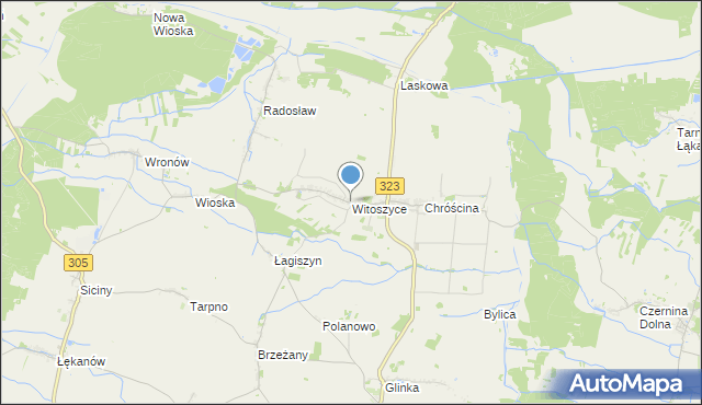 mapa Witoszyce, Witoszyce na mapie Targeo