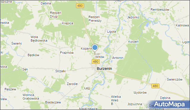mapa Witów, Witów gmina Burzenin na mapie Targeo
