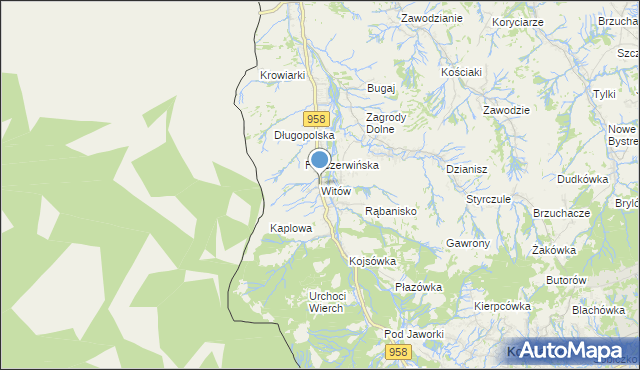 mapa Witów, Witów gmina Kościelisko na mapie Targeo