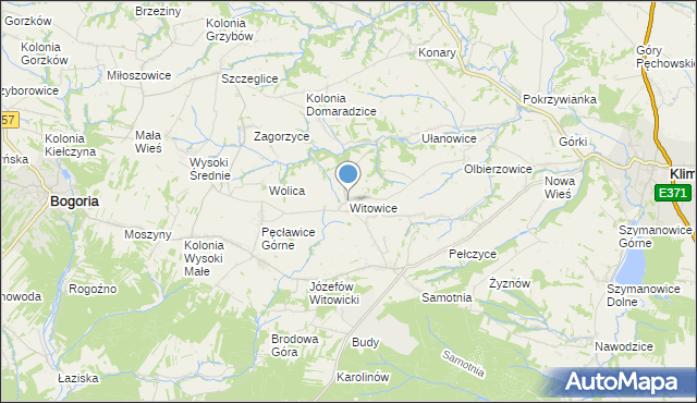 mapa Witowice, Witowice gmina Bogoria na mapie Targeo