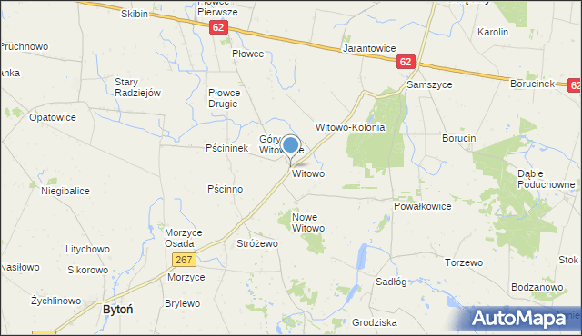 mapa Witowo, Witowo gmina Bytoń na mapie Targeo