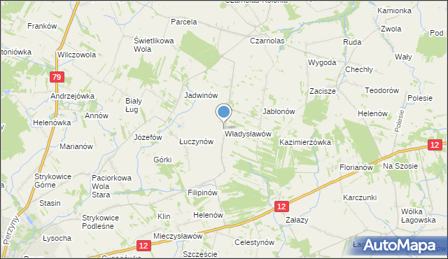 mapa Władysławów, Władysławów gmina Policzna na mapie Targeo