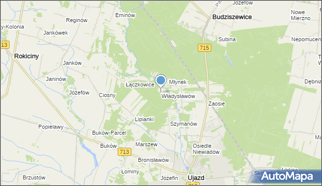 mapa Władysławów, Władysławów gmina Ujazd na mapie Targeo