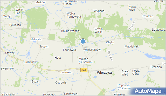 mapa Władysławów, Władysławów gmina Wierzbica na mapie Targeo