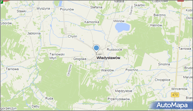 mapa Władysławów, Władysławów powiat turecki na mapie Targeo