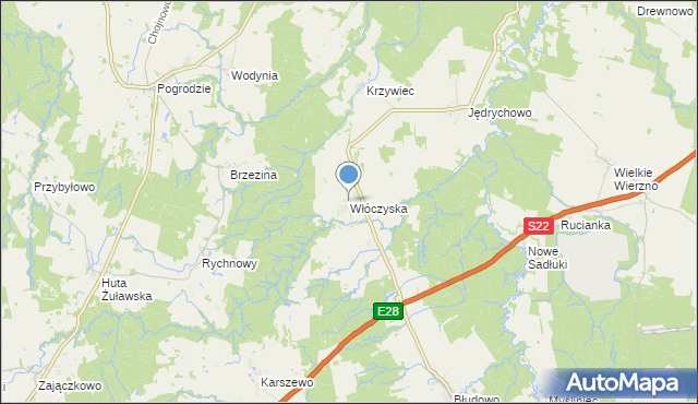 mapa Włóczyska, Włóczyska na mapie Targeo