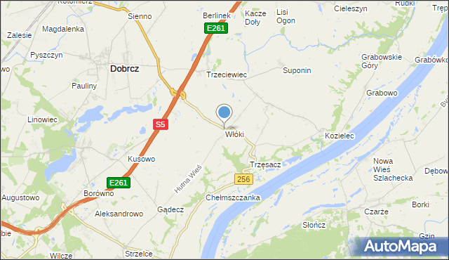 mapa Włóki, Włóki gmina Dobrcz na mapie Targeo