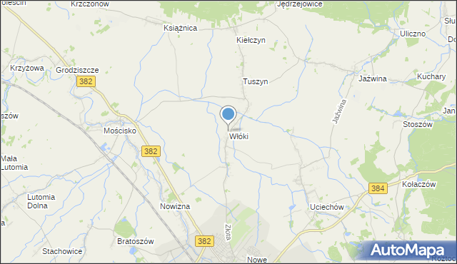 mapa Włóki, Włóki gmina Dzierżoniów na mapie Targeo