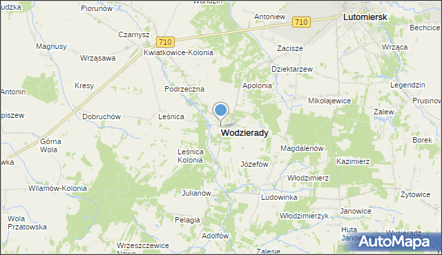 mapa Wodzierady, Wodzierady na mapie Targeo