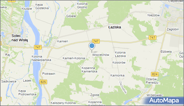 mapa Wojciechów, Wojciechów gmina Łaziska na mapie Targeo