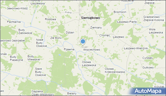 mapa Wojciechowo, Wojciechowo gmina Siemiątkowo na mapie Targeo