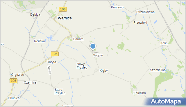 mapa Wójcin, Wójcin gmina Warnice na mapie Targeo