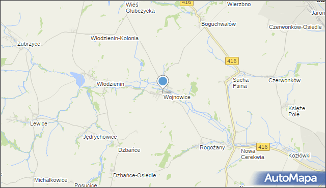 mapa Wojnowice, Wojnowice gmina Kietrz na mapie Targeo