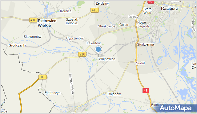 mapa Wojnowice, Wojnowice gmina Krzanowice na mapie Targeo