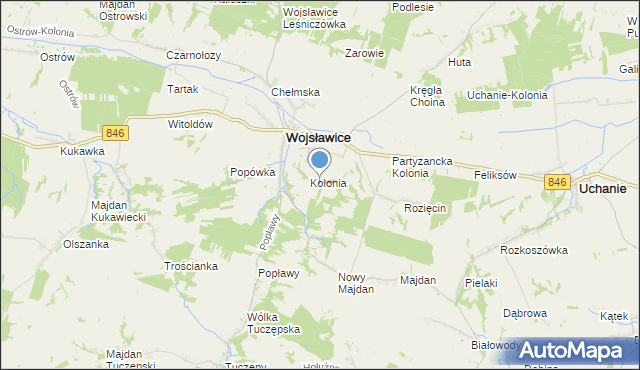 mapa Wojsławice-Kolonia, Wojsławice-Kolonia na mapie Targeo