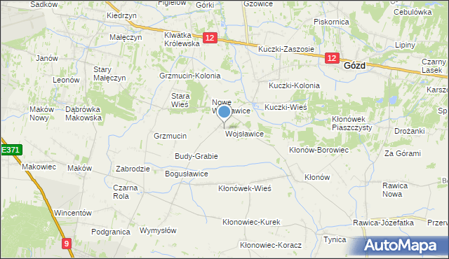 mapa Wojsławice, Wojsławice gmina Gózd na mapie Targeo