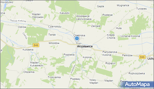 mapa Wojsławice, Wojsławice powiat chełmski na mapie Targeo