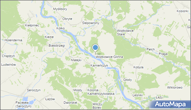 mapa Wojtkowice-Glinna, Wojtkowice-Glinna na mapie Targeo