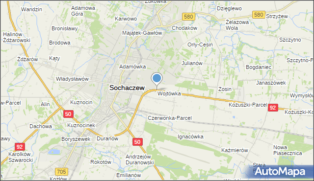 mapa Wojtówka, Wojtówka gmina Sochaczew na mapie Targeo
