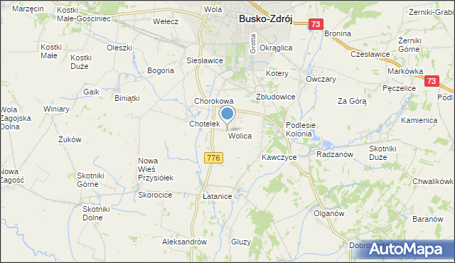 mapa Wolica, Wolica gmina Busko-Zdrój na mapie Targeo