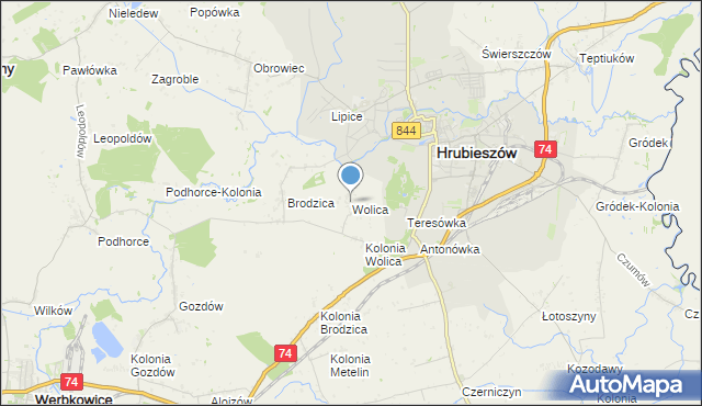 mapa Wolica, Wolica gmina Hrubieszów na mapie Targeo