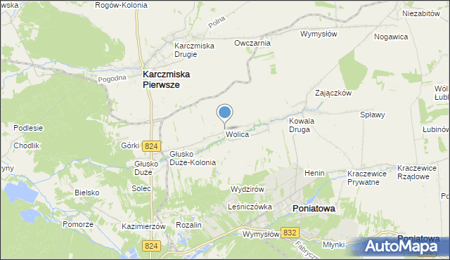mapa Wolica, Wolica gmina Karczmiska na mapie Targeo
