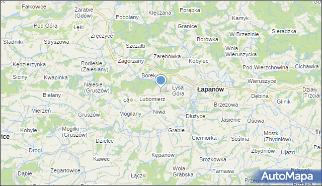 mapa Wolica, Wolica gmina Łapanów na mapie Targeo