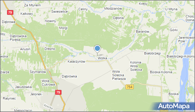 mapa Wólka, Wólka gmina Lipsko na mapie Targeo