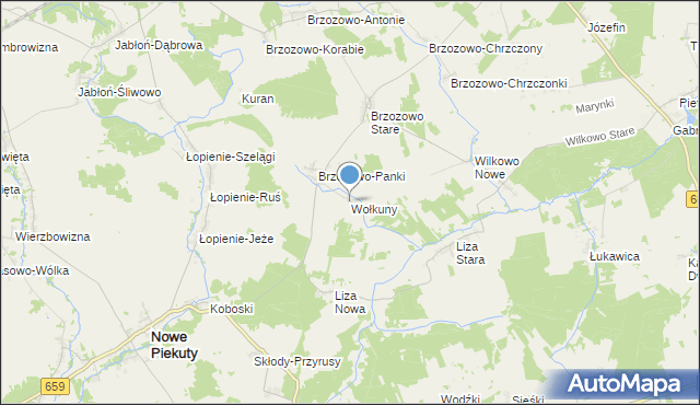 mapa Wołkuny, Wołkuny na mapie Targeo