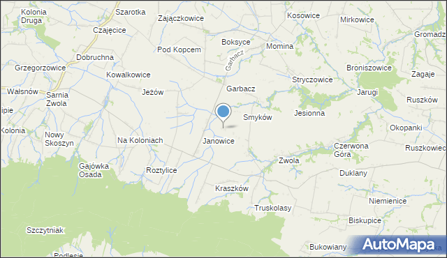mapa Worowice, Worowice gmina Waśniów na mapie Targeo