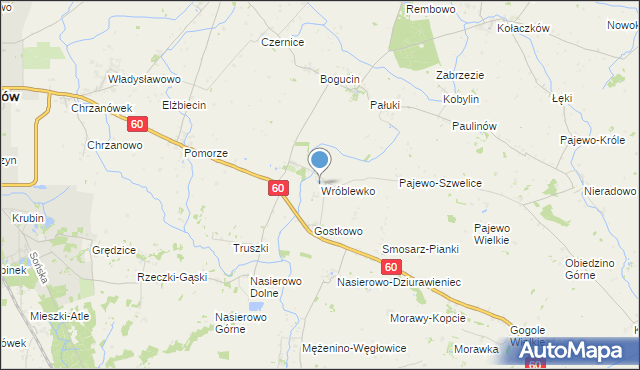 mapa Wróblewko, Wróblewko na mapie Targeo