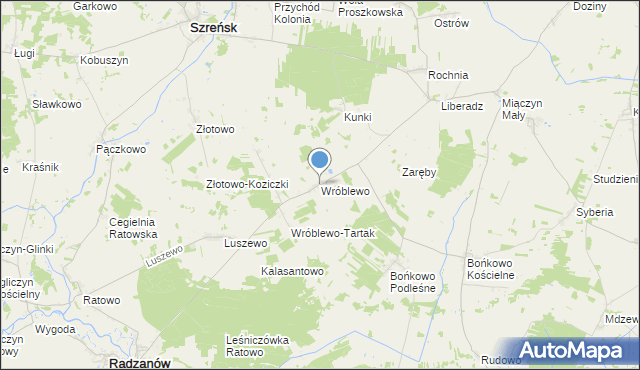 mapa Wróblewo, Wróblewo gmina Radzanów na mapie Targeo