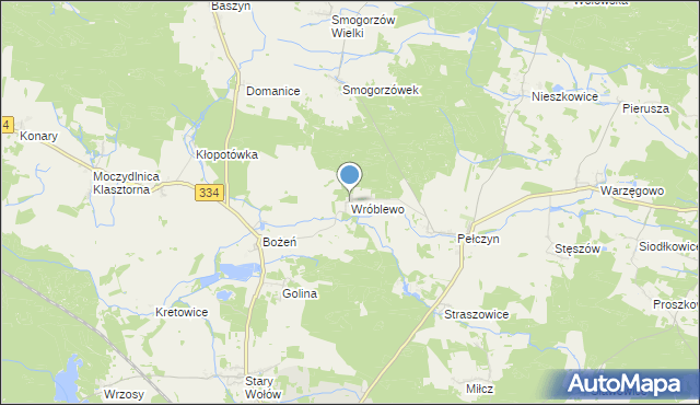 mapa Wróblewo, Wróblewo gmina Wołów na mapie Targeo