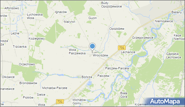 mapa Wrociszew, Wrociszew na mapie Targeo