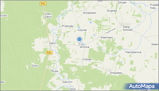 mapa Wronka, Wronka gmina Lubowidz na mapie Targeo