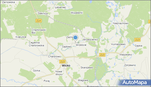 mapa Wrzeście, Wrzeście gmina Wicko na mapie Targeo