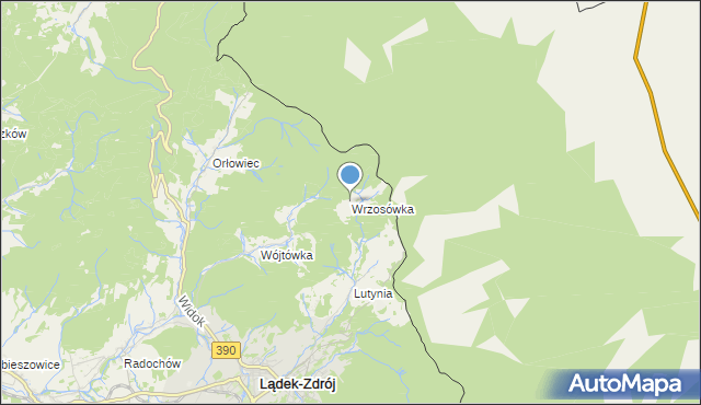 mapa Wrzosówka, Wrzosówka gmina Lądek-Zdrój na mapie Targeo