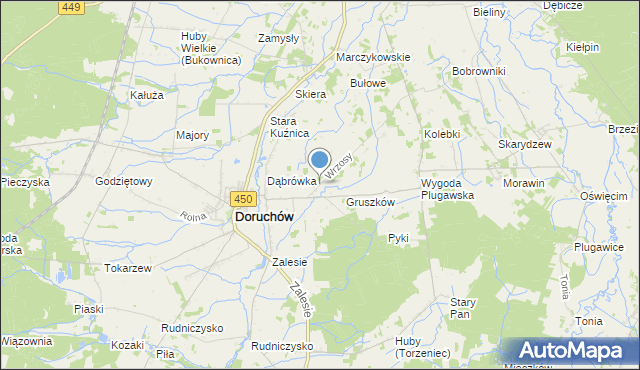 mapa Wrzosy, Wrzosy gmina Doruchów na mapie Targeo